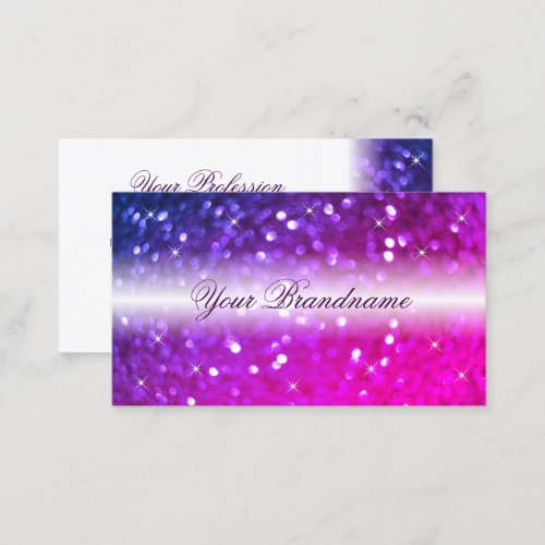 Luxury White Pink Purple Sparkle Glitter Stylish Business Card