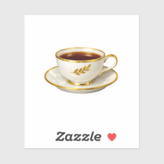 Luxury White Porcelain Teacup Gold Laurel Sticker