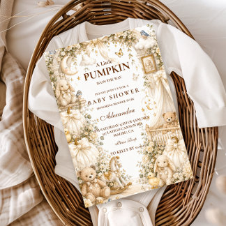 Luxury White Pumpkin Baby Shower Invitation