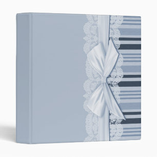 Luxury White Ribbon Blue Lace Binder