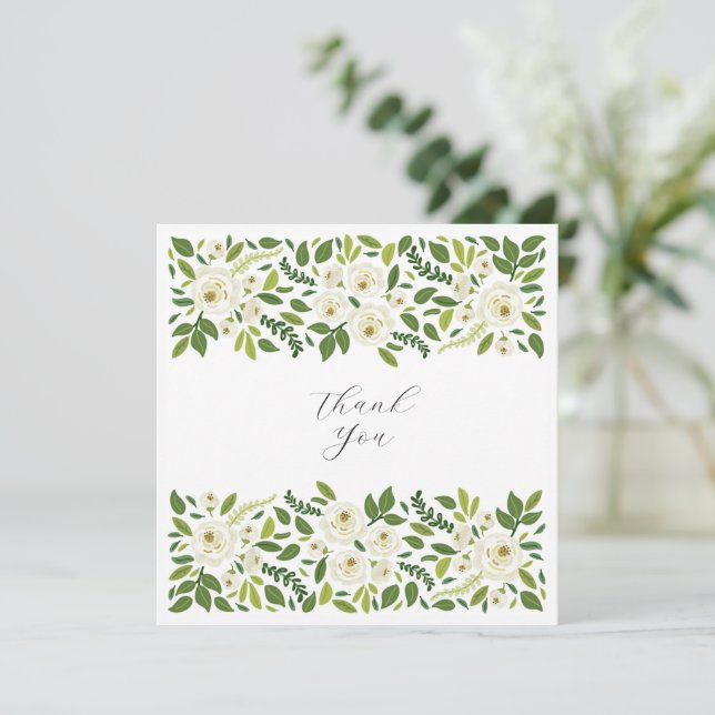 Luxury White Rose Floral Frame  Card (Standing Front)