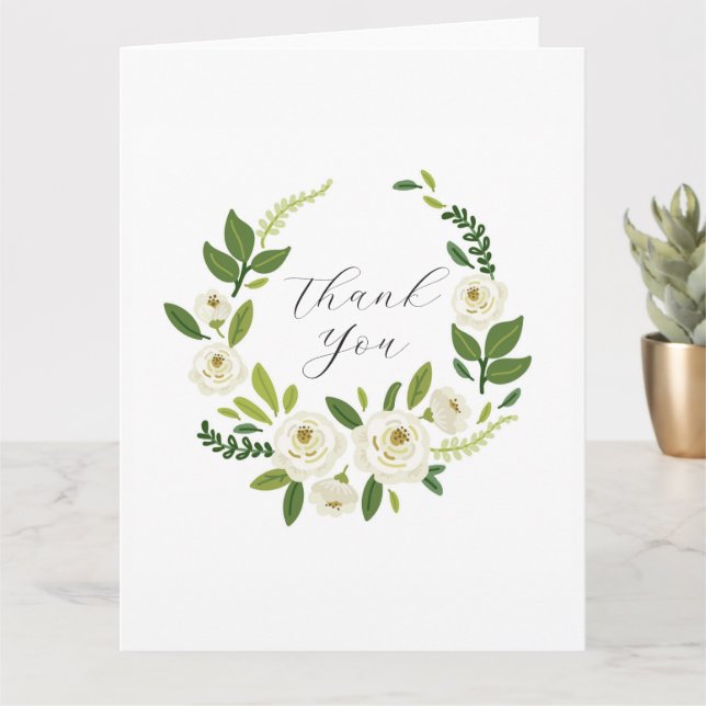 Luxury White Rose Floral Frame  Card (Small Plant)