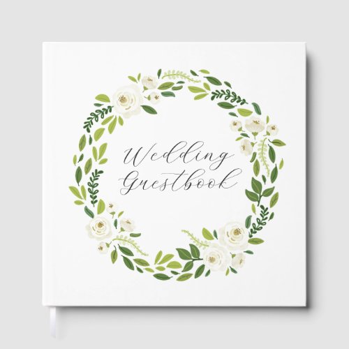 Luxury White Rose Floral Frame  Foil Guest Book