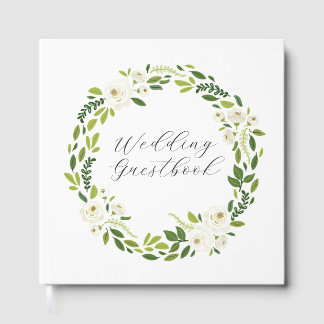 Luxury White Rose Floral Frame  Guest Book