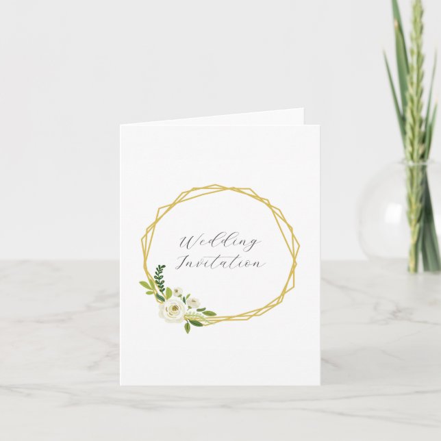 Luxury White Rose Floral Frame  Invitation (Front)
