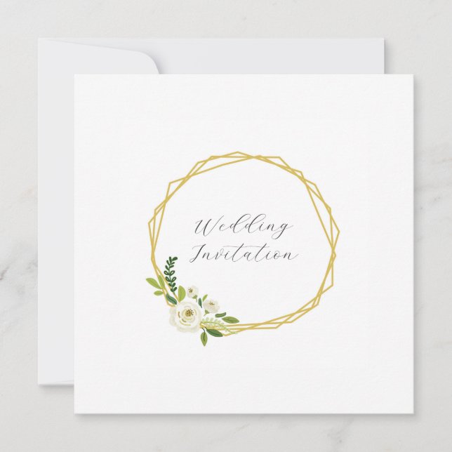 Luxury White Rose Floral Frame  Invitation (Front)
