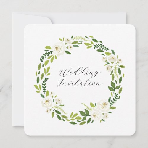 Luxury White Rose Floral Frame  Invitation