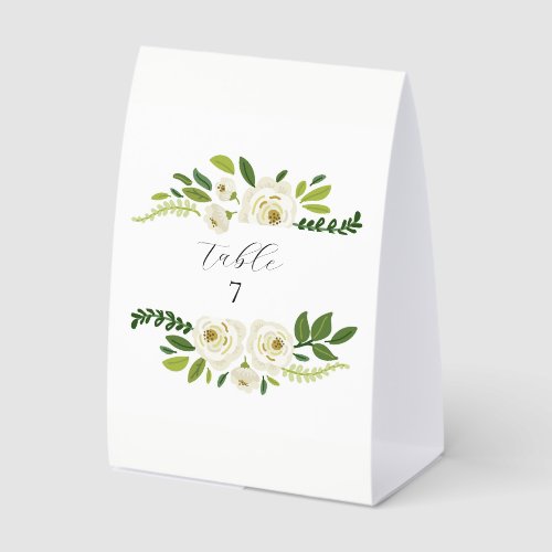 Luxury White Rose Floral Frame  Paper Table Tent