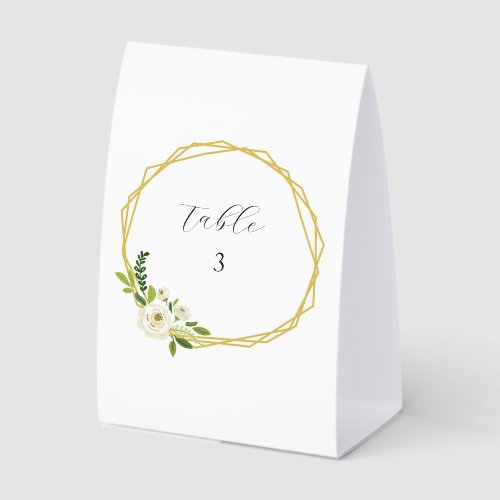 Luxury White Rose Floral Frame  Paper Table Tent