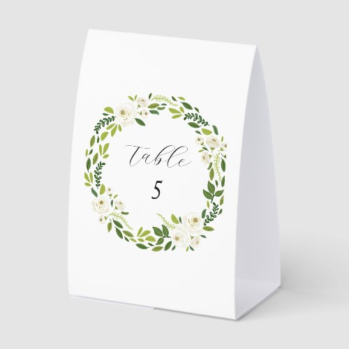 Luxury White Rose Floral Frame  Paper Table Tent