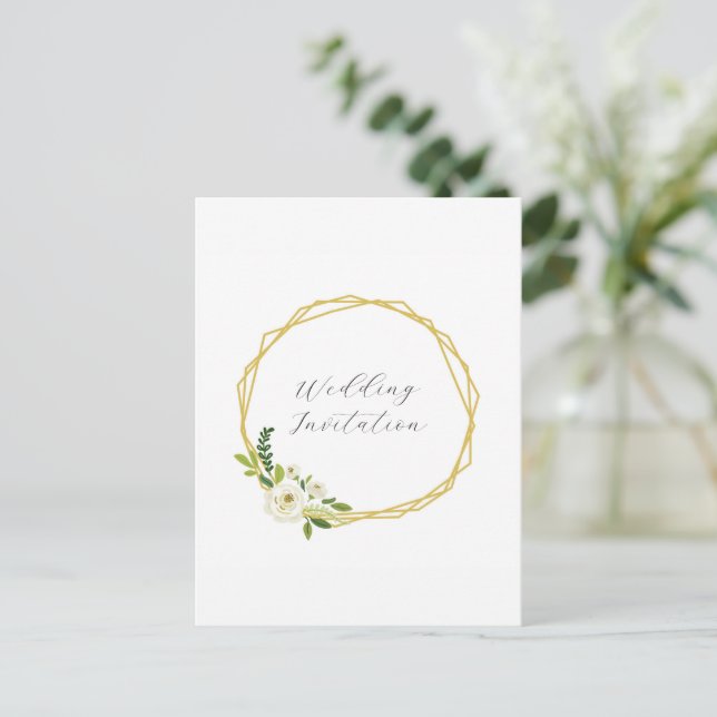 Luxury White Rose Floral Frame  Postcard (Standing Front)