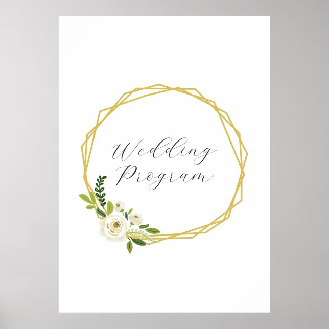 Luxury White Rose Floral Frame  Poster (Front)