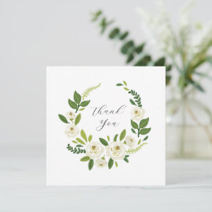 Luxury White Rose Floral Frame Thank You Card