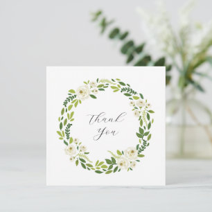 Luxury White Rose Floral Frame Thank You Card