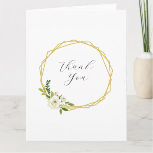 Luxury White Rose Floral Frame Thank You Card
