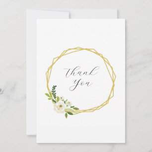 Luxury White Rose Floral Frame Thank You Card