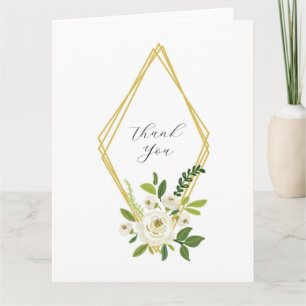 Luxury White Rose Floral Frame Thank You Card