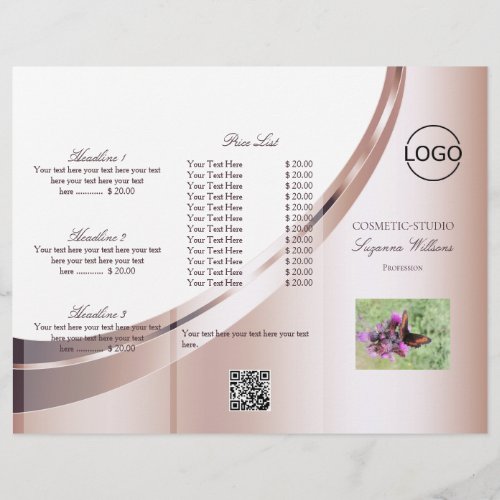 Luxury White Rose Gold Decor with Logo and QR_Code Flyer