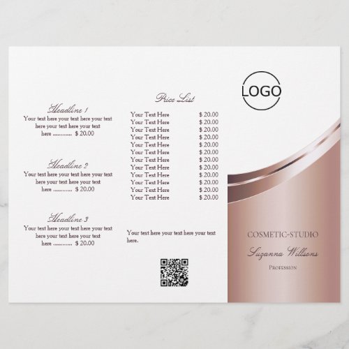 Luxury White Rose Gold Decor with Logo and QR Code Flyer