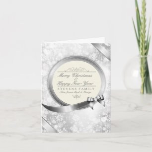 Luxury White & Silver Merry Christmas Holiday Card