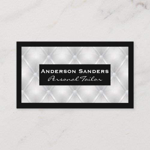 Luxury White Upholstered Background  Black Border Business Card