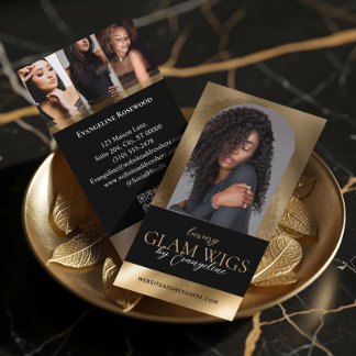 Luxury Wig Hair Studio Arch Luxe Photo Black Gold Business Card