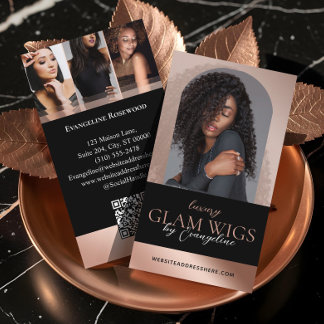 Luxury Wig Hair Studio Arch Luxe Photo Black Rose Business Card