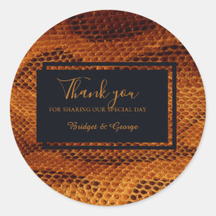 luxury wild snake skin animal wedding  classic round sticker