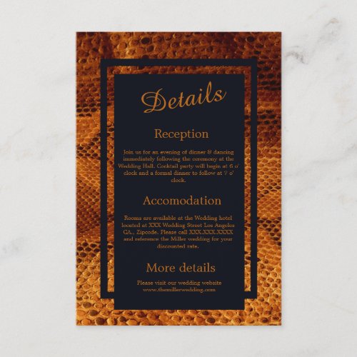 luxury wild snake skin animal wedding  enclosure card
