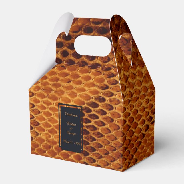 luxury wild snake skin animal wedding favor boxes (Front Side)