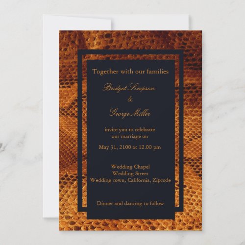 luxury wild snake skin animal wedding  invitation