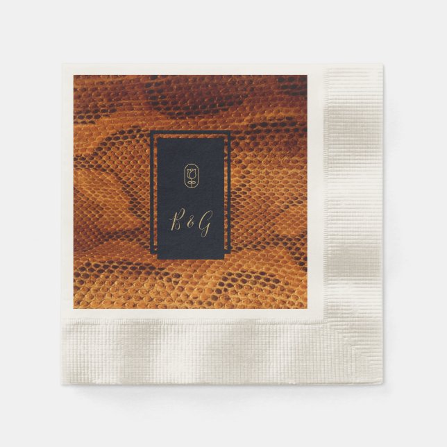 luxury wild snake skin animal wedding  napkins (Front)