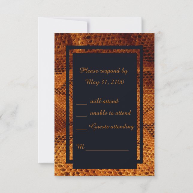 luxury wild snake skin animal wedding  RSVP card (Front)