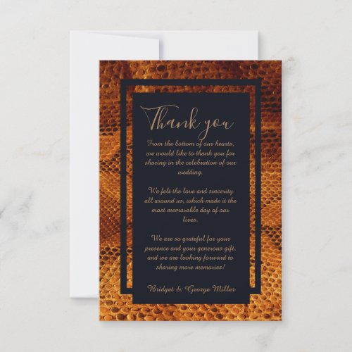luxury wild snake skin animal wedding  thank you card