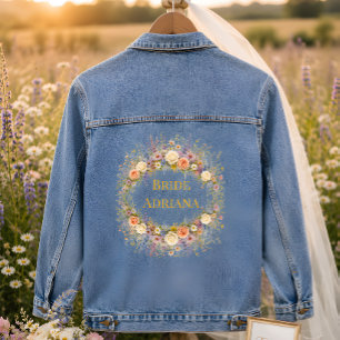 Luxury Wildflower Meadow Wedding Denim Jacket