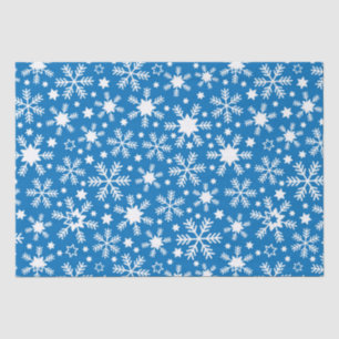 Luxury Winter Blue and White Christmas Snowflakes Tissue Paper