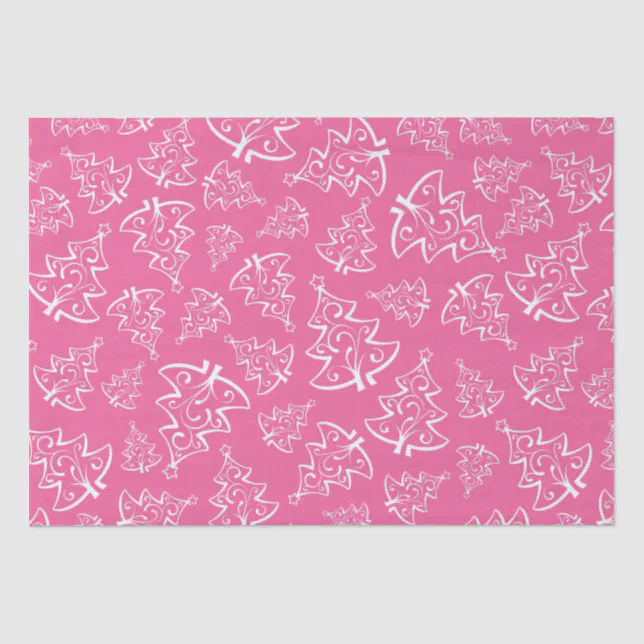 Luxury Winter Pink and White Christmas Trees Tissue Paper | Zazzle