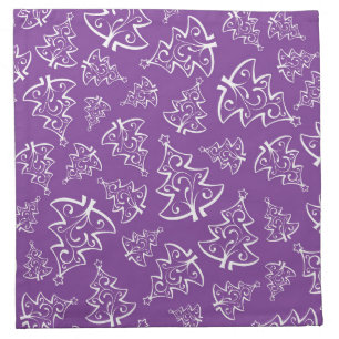 Luxury Winter Purple and White Christmas Trees Cloth Napkin