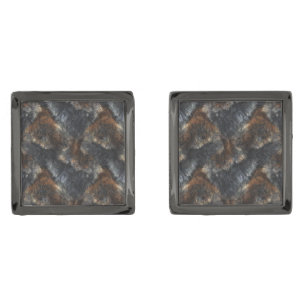 Luxury Wolf Fur Print Realistic Gray & Brown Cufflinks