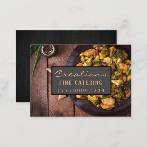 Luxury Wood Design Dinner Food Plate Chef Catering Business Card