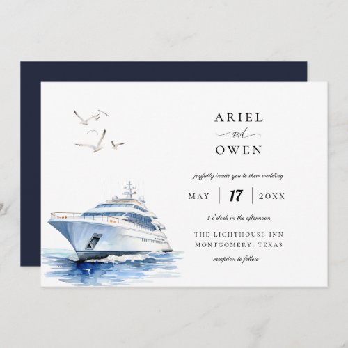 Luxury Yacht Nautical Theme Wedding Invitation