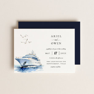 Luxury Yacht Nautical Theme Wedding Invitation