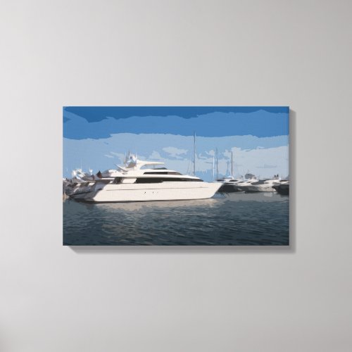 Luxury Yacht on a Blue Sky Day Canvas