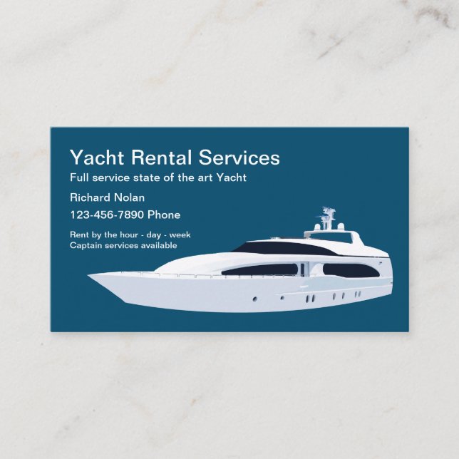 Luxury Yacht Rental Services Business Card (Front)