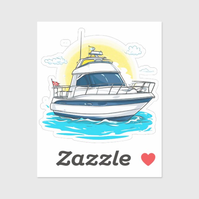  Luxury Yacht Sailing Under Sunny Skies Sticker (Sheet)