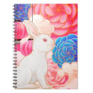 Luxury Year of Rabbit on Pink & Gold Flowers Notebook