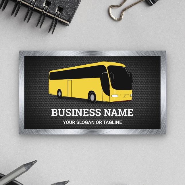 Luxury Yellow Bus Sightseeing Tours Travel Agent Business Card (Creator Uploaded)