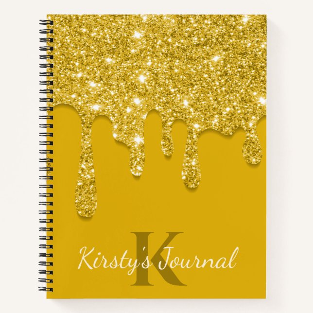 Luxury Yellow Dripping Glitter Journal (Front)
