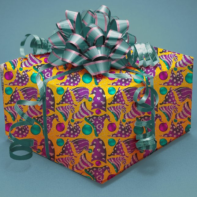 Luxury yellow faux glitter gnomes hats Christmas Wrapping Paper Sheets (Creator Uploaded)