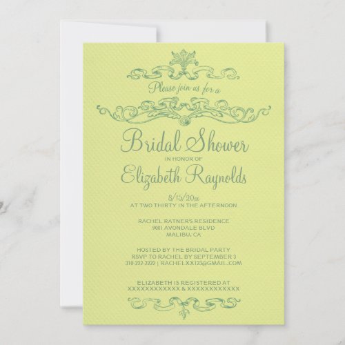 Luxury Yellow &amp; Green Bridal Shower Invitations